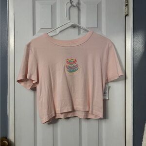 Pacsun Pink Baby Tee with Heart Cake Graphic